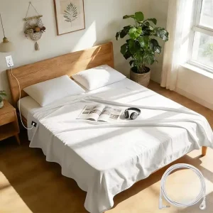 King Size Grounding Sheets with Grounding Wire Solid Pattern Softness Breathability Comfort Less Stress Improve Sleeping