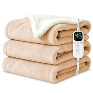 King Size Heated Throw Blanket Electric Blanket Soft Fleece with Heat Controller Timer Setting for Cold Weather Home Use
