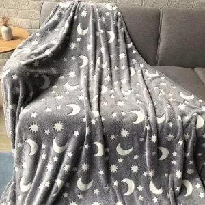 King Size Luminous Flannel Blanket Kidsren Cartoon Knitted Office Nap Blanket for Winter Air Conditioning