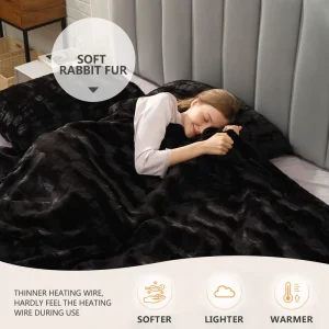 King Size Machine Washable Electric Blanket Ultra Soft Faux Fur for Bed and Sofa