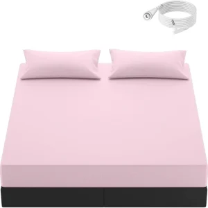 King Size Silver Cotton Grounding Sheets Woven Earth Connected Bedding Fitted with Grounding Cord Pink King