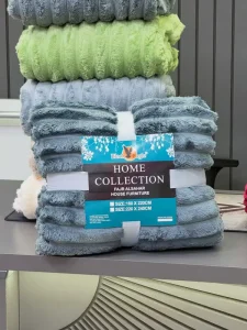 King Size Thick Big Strip Ribbed Flannel Blanket Solid Rib Texture Plush Oversized Bed Sofa Throw Blanket Factory Home Textile