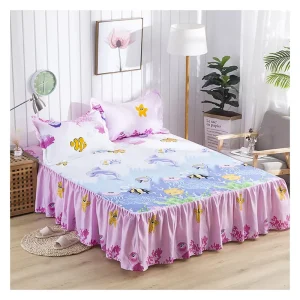 King Size Waterproof Bed Skirt with Ruffled Print Custom Fitted Bed Skirts