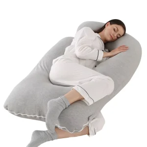 Kingworth 7D Pp Cotton Gray J Shape Maternity Pillow Pregnancy Pillow for Sleeping