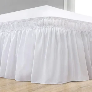 Kingworth Adjustable Belts Polyester Plain Colour Hotel Home Wrap Around Bedskirts White Bed Skirt for Home