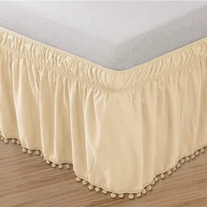 Kingworth Microfiber Elastic Around Style Queen Bed Skirts King Size Microfiber Bed Skirt