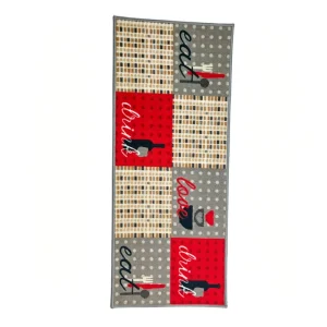 Kitchen Entrance Rug Non Slip Floor Carpet Geometric Pattern 4mm Thick Polyester Door Mat Loop Pile Technique Cushioned Kitchen