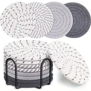 Kitchen Nordic Cotton Rope Woven Place Mats Multi Style Heat Insulation Table Cup Mat Home Anti Slip Cotton Rope Coffee Cup Pad