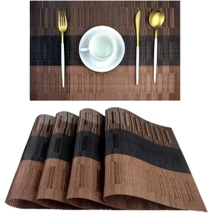 Kitchen Table Placemats PVC Heat insulated Eco friendly Placemats Washable Woven Vinyl Kitchen Placemats for Dining Table
