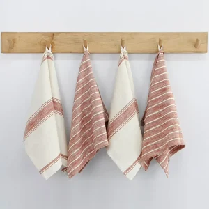 Kitchen Tea Towel Set Factory Custom made Printed Striped Quick Dry Eco Friendly Cotton Dish Towels BSCI Oeko Tex