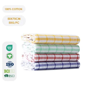 Kitchen Tea Towels Checkered Super Absorbent Quick Dry Eco Friendly OEKO TEX Certified 50x70cm Soft Seamless 100% Cotton