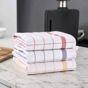 Kitchen Towel Custom Woven Cotton Plaid Quick-Dry Soft Tea Towels Dish Towel Set Reusable Cleaning Cloth Bsci Oeko-tex
