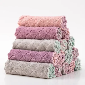 Kitchen Towels Dish Towels Double-Sided Microfiber Cleaning Rags for Furniture