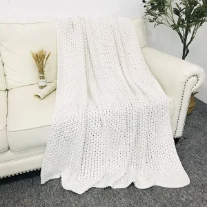 Knit Baby Throw Blanket Eco friendly Non-toxic Comfortable Super Soft 100% Polyester Floral Striped Four Seasons Use for Home