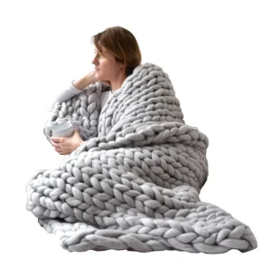 Knit Throw Blanket Machine Washable Crochet Blanket Soft Acrylic Yarn