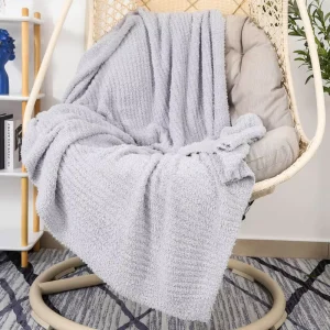 Knit Throw Blanket Oversized Plain Soft Fluffy Knitted Throw Blanket for Home Sofa