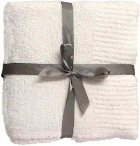 Knit Throw Blanket Super Soft Warm Blanket for Couch Lightweight Fluffy Blankets for Bed Sofa 50×60 Inches Cream