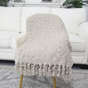 Knit Woven Blankets Lightweight Flower Tassels Decorative Custom Soft Tapestry Throw for Sofa Bed
