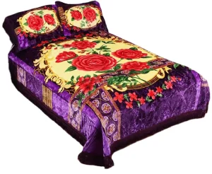 Knitted 100% Polyester Raschel Blanket Set European American Style Square Design Vintage Marine Pattern Four Seasons Use