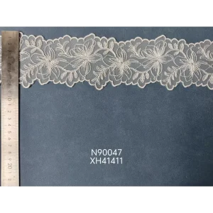 Knitted 100% Polyester Sheer Fabric Embroidered Narrow Stripe Fashion Apparel Home Textile