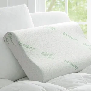 Knitted Bamboo Fiber Fabric Wave Pillow Anti Snoring Cervical Memory Foam Contour Pillow with Washable Case