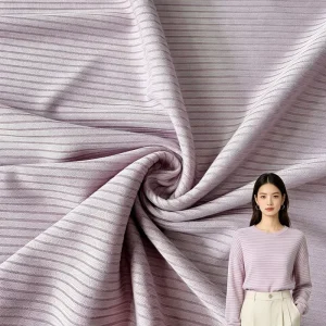 Knitted Fabric 100% Polyester 190g 5 * 2 Ribbed Knitted Fabric for Tops and Dresses