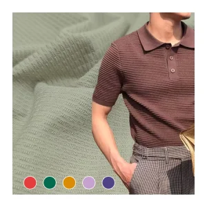 Knitted Fabric 64 Polyester 36 Cotton Material 3D Jacquard Fabric for Clothes
