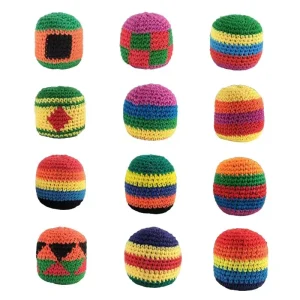 Knitted Hacky Bag Set Hand Made Knitted Footbag Sack Assorted Foot Bag Crochet Hacky Ball for Adults Colorful Juggling