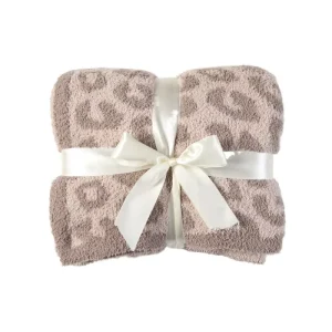 Knitted Jacquard Leopard Print Half Fleece Sofa Tatami Bed Car Blanket Polyester Material Northern Europe Style Four Seasons Use