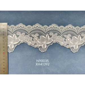 Knitted Polyester Sheer Fabric Narrow Stripe Embroidery N90035 Custom Specs Apparel Boys Girls Accessories