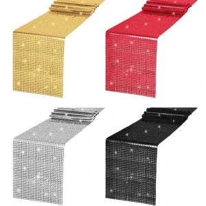 Knitted Sequin Embroidered Luxury Disco Party Table Runner Mirror Foil Customizable Table Flag Home Hotel Weddings Birthday