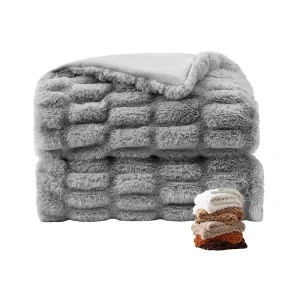 Knitted Spandex Polyester Soft Rabbit Faux Fur Throw Blanket for Winter