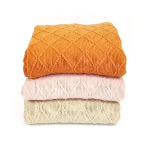 Knitted Thread Customizable Large Rhombus Blanket New Nordic Autumn and Winter Tassel Thickened High end Office Bed Sofa Blanket