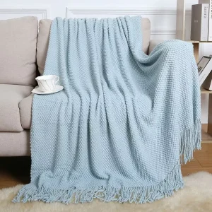 Knitted Throw Blanket Tassel Chunky Knit Blankets Sofa Decoration for Home
