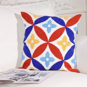 Knitted Throw Pillow & Cushion Case Features Decorative Colored Stars Cover for Home Sofa