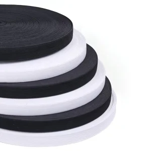 Knitting Polyester Latex Elastic Band Binding Tape Elastic Webbing White Black 40m roll For Home Textile