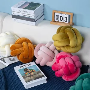 Knot Pillow Round 20cm 2 Pipes Small Shape Soft Handmade Dutch Velvet Knot Cushion Throw Pillow