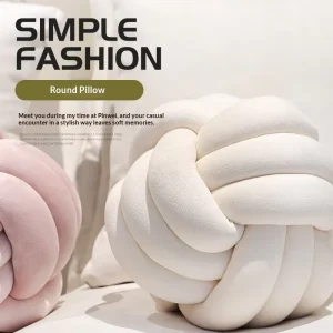 Knotted Ball Pillow Round Plush Cushion Soft Woven Throw Pillow Sofa Decorative Stuffed Knot Ball Home Decor