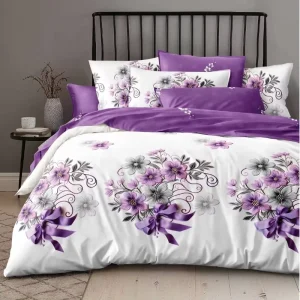 Korean Home 100% Polyester Flower Modern Design 8PCS with Pillowsham Comforter Bedding Set for Saudi Market