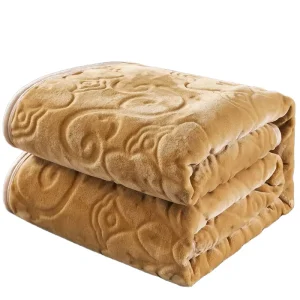 Korean Style 3D Printed Linen Organic Flower Plush Pure Color Raschel Mink Blanket