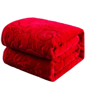 Korean Style 3d Printed Flower Organic Plush Pure Color Raschel Mink Blanket