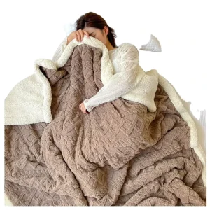 Korean Style Double Layer Gray 100% Cashmere Blanket Tuscany Eco friendly Leisure Light Luxury Soft Warm Solid Pattern Nonwoven