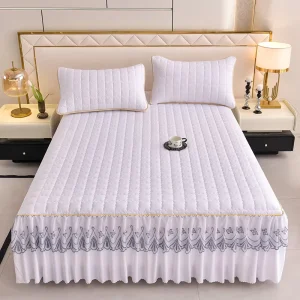 Korean Style Embroid Summer Sleep Aid Washed Cotton Solid Luxury Bed Cover Set