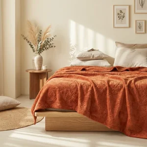 Korean Style Jacquard Throw Blanket Solid Striped Pattern 100% Polyester Soft Warm Lightweight All-Season