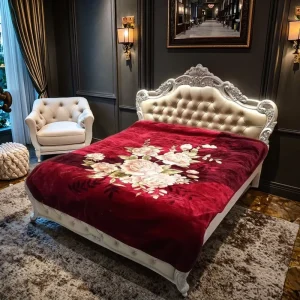 Korean Style Luxury Raschel Blankets 100% Polyester Floral Fleece Super Soft Warm Queen Throws Beds Mink