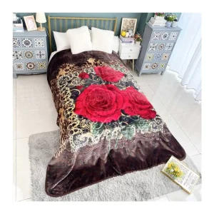 Korean Style Manufacturer Customized Soft Embossed Luxury Flowers Printed Cozy Mink Raschel Blanket