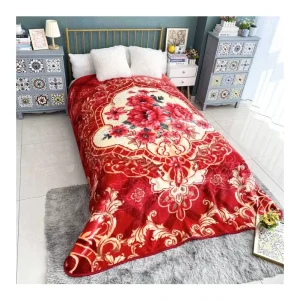 Korean Style Polyester Comfortable Super Soft Printed Embossed Raschel Mink Blanket