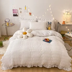 Korean Version Bubble Gauze Three Piece Set with Bed Sheet and Pillowcase