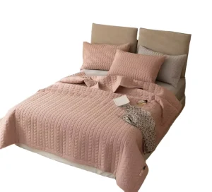 Korean style Fresh Solid Color Three piece Quilted Comforter Set Customizable Colors Sizes Modern Nondisposable Home Bedding