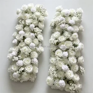 L 321 Customizable Artificial Silk Modern Floral Runner Rose Mixed Flower Row Wedding Table Centerpiece Arch Aisle